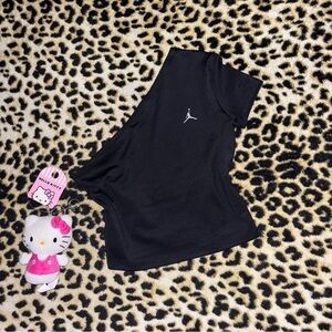 jordan one shoulder black cropped top